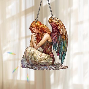 Angel Window Hanging, Angel Suncatcher, Guardian Angel Decor, Religious Home Decor, Gift For Angel Lover, Birthday Gifts, Housewarming Gifts