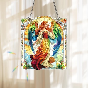 Angel Acrylic Window Hanging, Spiritual Window Decor, Religious Home Decor, Unique Angel Window Art, Housewarming Gift, Gift for Angel Lover