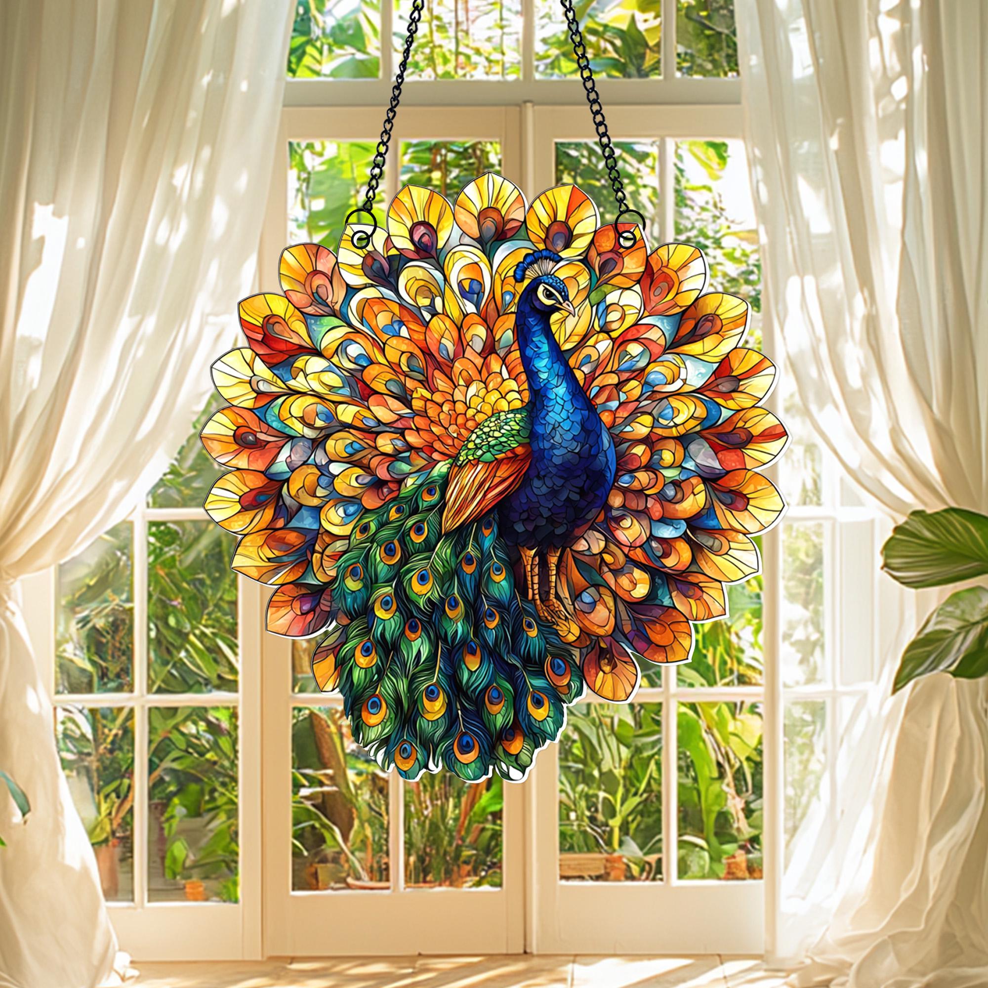 Attrape-soleil Multicolore Sur Un Fil De Fer En Vitrail - Décoration à Suspendre Sur Le Thème De La Série D'oiseaux - Cadeau Pour Les Amoureux Des