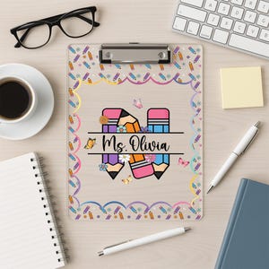 Personalized Teacher Appreciation Gift, Custom Pencil Teacher Acrylic Clipboard, Teacher Name Clipboard, End Of Year, Back to School Gift