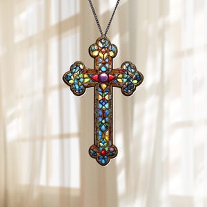 Cross Acrylic Window Hanging, Cross Suncatcher, Religious Wall Window Hanging Art Decoration, Cross of Faith Decor, Christian Home Decor