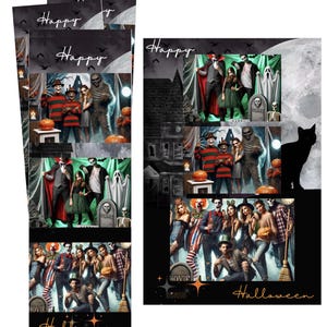 Modelo de cabine de fotos Festa de Halloween Morcegos Casa mal-assombrada Gatos Feliz Dia das Bruxas Tira de fotos Tiras de 2x6 e arquivos de cartão postal de 4x6
