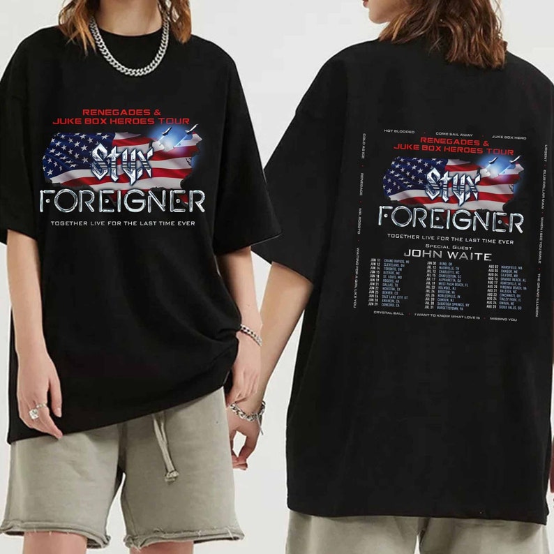 Styx and Foreigner Summer 2025 Tour Shirt, Styx and Foreigner Band Fan