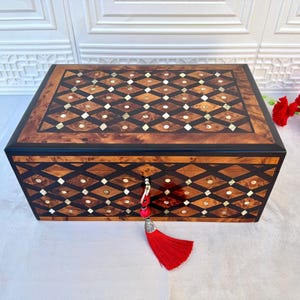 Large Handmade Thuya Burl Jewelry Box 12"x8" - Wooden Organizer & Memory Box for Women, Decorative Storage, Great Gift Idea