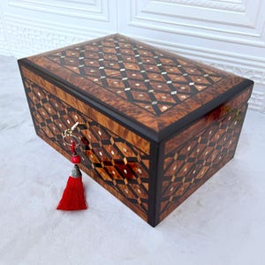 Large Handmade Thuya Burl Jewelry Box 12"x8" - Wooden Organizer & Memory Box for Women, Decorative Storage, Great Gift Idea