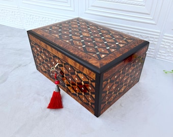 Large Handmade Thuya Burl Jewelry Box 12"x8" - Wooden Organizer & Memory Box for Women, Decorative Storage, Great Gift Idea
