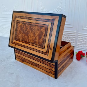 Large Jewelry Box 10&quot;x7&quot; - Double Layer Organizer with Lock | Handmade Storage Box,Memory Box,Decorative Box For Women,Christmas Gift Box
