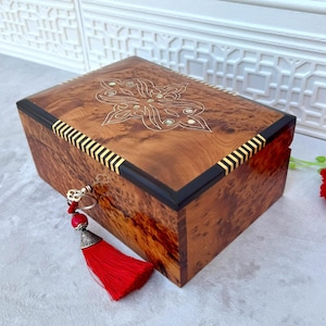 8&quot;×5&quot; Moroccan Wooden Jewelry Box Inlaid With Mother Of Pearl,Memory Box,Jewelry Organizer Box,Large Jewelry Box,Decorative Storage Box