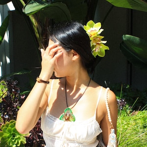 Vibrant Green Orchid Hair Claw Clip