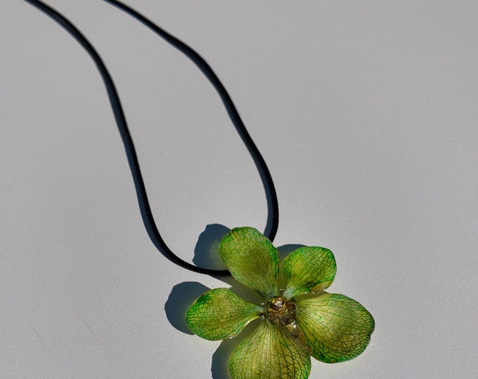 Real Orchid Resin Necklace