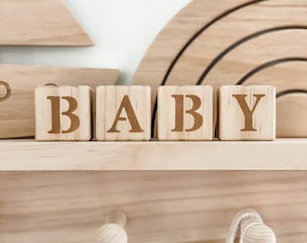 Personalized Wooden Name Blocks – Custom Baby Gift, Nursery Decor