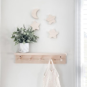 mini wooden stars - wooden moon - nursery decor - girl nursery wall decor - boy nursery decor - baby shower decor