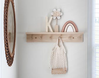Small Wooden Rainbow – Nursery Shelf Decor, Baby Shower Gift