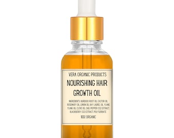 Aceite para el crecimiento del cabello con romero, ricino y bardana Tratamiento 100% natural para el cuero cabelludo