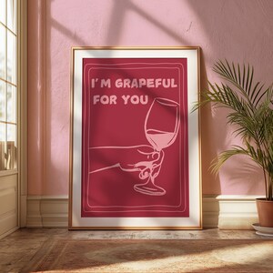 Walentynki Artful Decor, Girli, Czerwony Walentynkowy Wydruk, Udekoruj Bar Cart, Wino ' Sztuka, Prezent dla pary dla niej, Pinkful, Pobrano cyfrowo