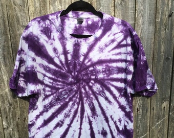 Tie Dyed Ultraviolet Purple Spider Web Design Short Sleeve  Adult T ShirtIn Stock and READY TO SHIP