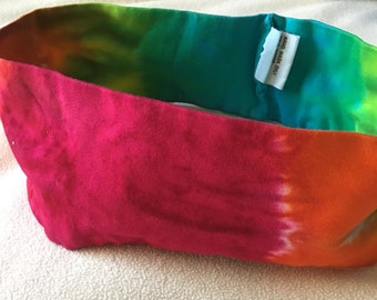 Hand Dyed, Tie Dyed Adult Sunshine Rainbow Spiral Hippie Wide Cotton Spandex Headband