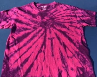 Tie Dyed Deep Purple and Pink Spider Web Design Short Sleeve Youth/ Child T Shirt In Stock and READY TO SHIP