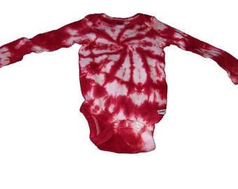 Tie Dyed Peppermint Candy Long Sleeve OnesieIn Stock and READY TO SHIP