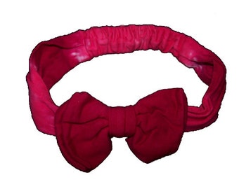 Tie Dyed Hot Pink and Fuchsia  Toddler Headband with Bow In Stock and READY TO SHIP