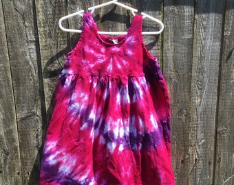 Tie Dyed Fuchsia, Hot Pink and Deep Purple Spiral  Baby/Infant/Toddler  Empire Waist Sun Dress/Jumper/Tunic In Stock and READY TO SHIP