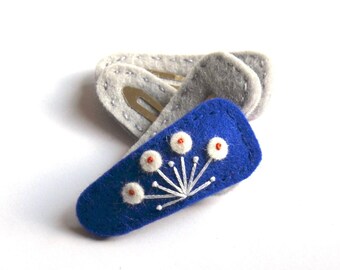 NEW! Baby Hair Clip, Toddler Hair Clip, Felt Hair Clip, Girls Hair Clip, Hair Clip for Women, Gift for Her, Cobalt Peacock Hair Clip