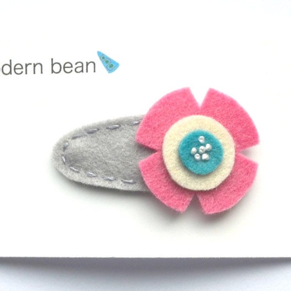 Flower Felt Hair Clip, Rose Mod Flower Hair Clip, Baby Hair Clip, Toddler Hair Clip, Felt Hair Clip, Girls Hair Clip, Hair Clip for Women