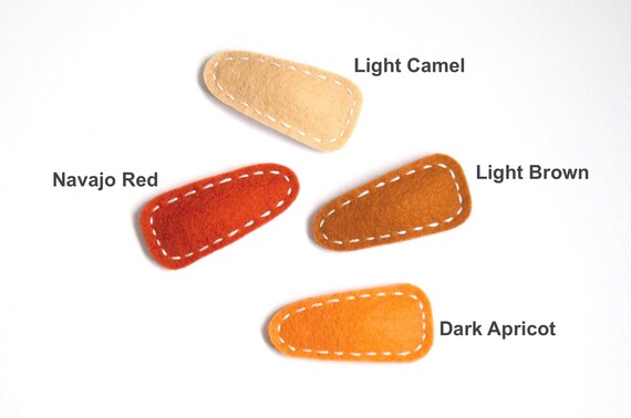 Set Of 4 Felt Hair Clips Burnt Orange Earth Colors Hair Etsy