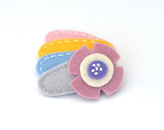 Baby Hair Clip, Toddler Hair Clip, Felt Hair Clip, Girls Hair Clip, Flower Felt Hair Clip, Wisteria Mod Flower Hair Clip