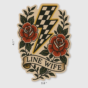 Linewife Checkered lightning Bolt vinyl Sticker 2.8” x 4.1”