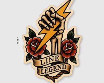 Pegatina de esqueleto con leyenda de liniero de 2 x 2,9 pulgadas