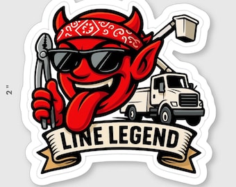 Pegatina para camión con cubo de leyenda de Lineman Devil Line Line (5,35 cm x 5 cm)