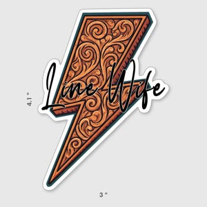 Linewife Leather lightning Bolt vinyl Sticker 4.1” x 3”