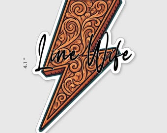 Linewife lederen bliksemschicht vinylsticker 4,1 x 3 inch