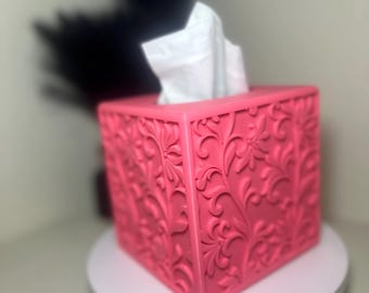 3D Printed Tissue Box Cover: Modern Floral Home Decor