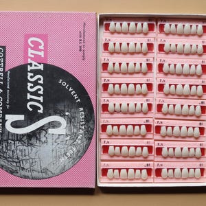 Vintage Denture Teeth Bulk Set of 96 Teeth Upper Anteriors Acrylic Cottrell & Company