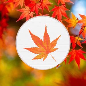 Japanese Maple Leaf Cross Stitch Pattern: Autumn Kawaii (PDF)