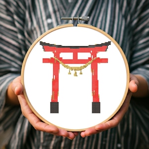 Torii Japan cross stitch Pattern pdf | Japanese cross stitch designs | counted cross stitch chart | Modern cross stitch art for beginner