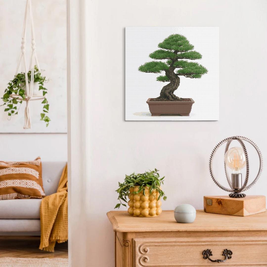 Japanese Bonsai Cross Stitch Pattern: Elegant Pine Tree (PDF) - Etsy