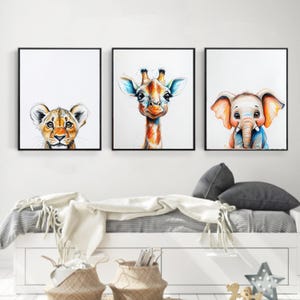 Safari Nursery Wall Prints, Boho Nursery Prints, jungle animals, Nursery wall Art, animal Nursery Decor, animal prints, kids room, play room