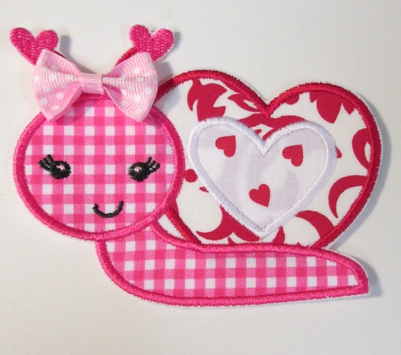 Spring Snail, Flower, Spring, Valentine Snail, Iron On Applique Patch, Sew On, Custom Made, Embroidered, Patches
