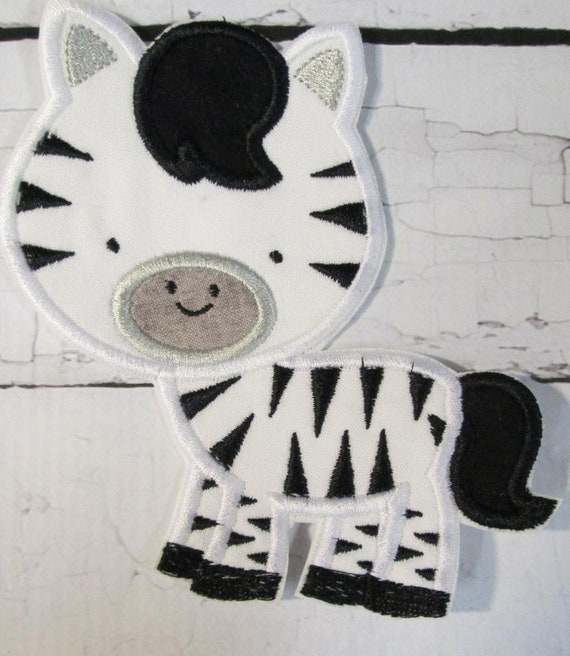 Zebra Iron On Applique, Handmade , Jungle, Safari, Animal, BigBlackDogDesigns, Patch, Applique, Iron On