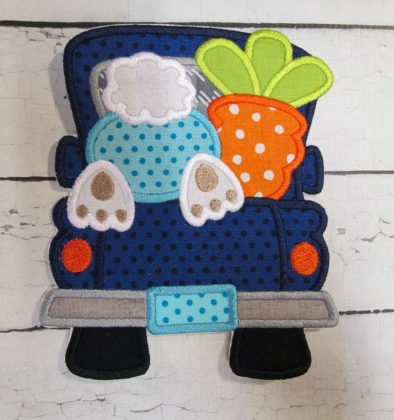 Easter Truck, Boy, Girl, Bunny, Carrot, Easter, BigBlackDogDesigns, Handmade, Applique , Patch