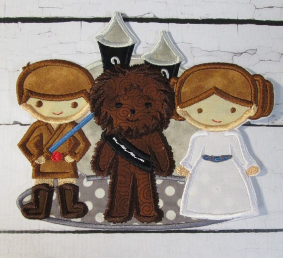 Star World Trio - ron On Applique Patch, Sew On, Custom Made, Embroidered, Patches