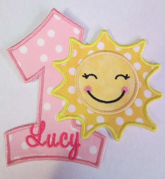 Sun Birthday Number or Letters, Iron On Applique Patch, Sew On, Custom Made, Embroidered, Patches