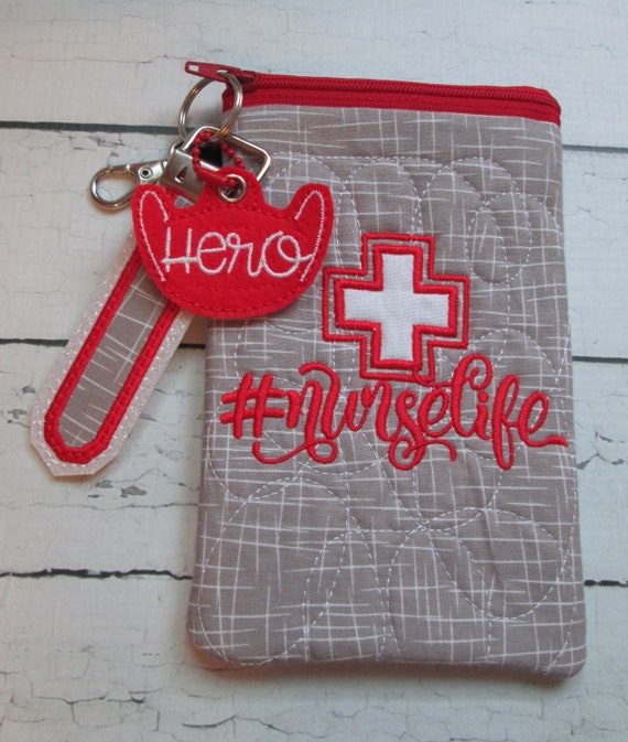 Nurse Sunglasses Case, #NurseLife, Hero, Sunglasses, Glasses Case, Zippered Glasses Case, Handmade, Quilted, Zipper