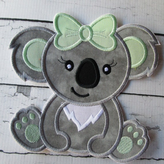 Koala - Girl and Boy Koala Iron On Embroidered Patch Applique - Handmade - Embroidery