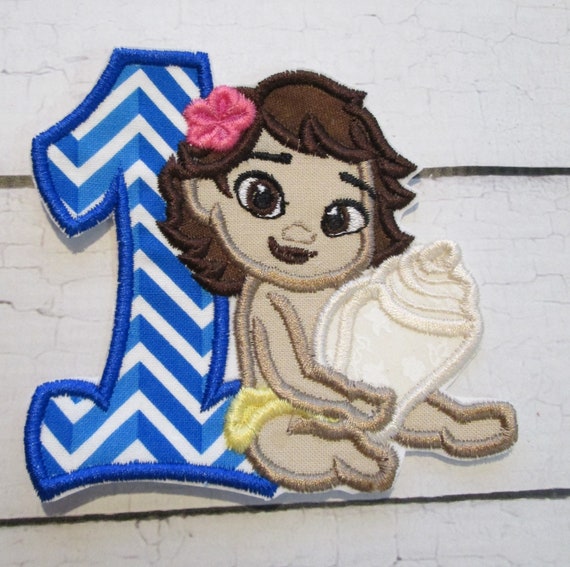 Baby Hawaiian Girl Birthday Number or Letter - Iron On Applique Patch, Sew On, Custom Made, Embroidered, Patches