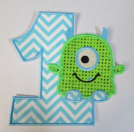 Little Monster, Iron On Applique Patch, Sew On, Custom Made, Embroidered, Patches, BigBlackDogDesigns Handmade, Monster, One Eye, Balloon