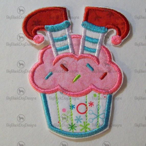 Christmas Cupcakes, Iron On Applique, Patch, Patches, Embroidery, Embroidered Custom Made